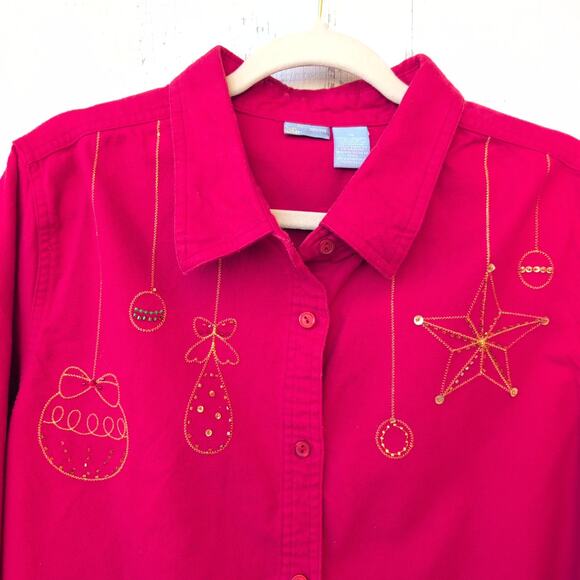 Vintage Holiday Editions Chamois Embroidered CottageCore GrandmaCore Women's XL - Picture 2 of 8